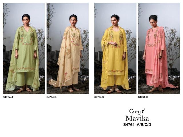 Ganga mavika 4764 lawn cotton dress material wholesale india